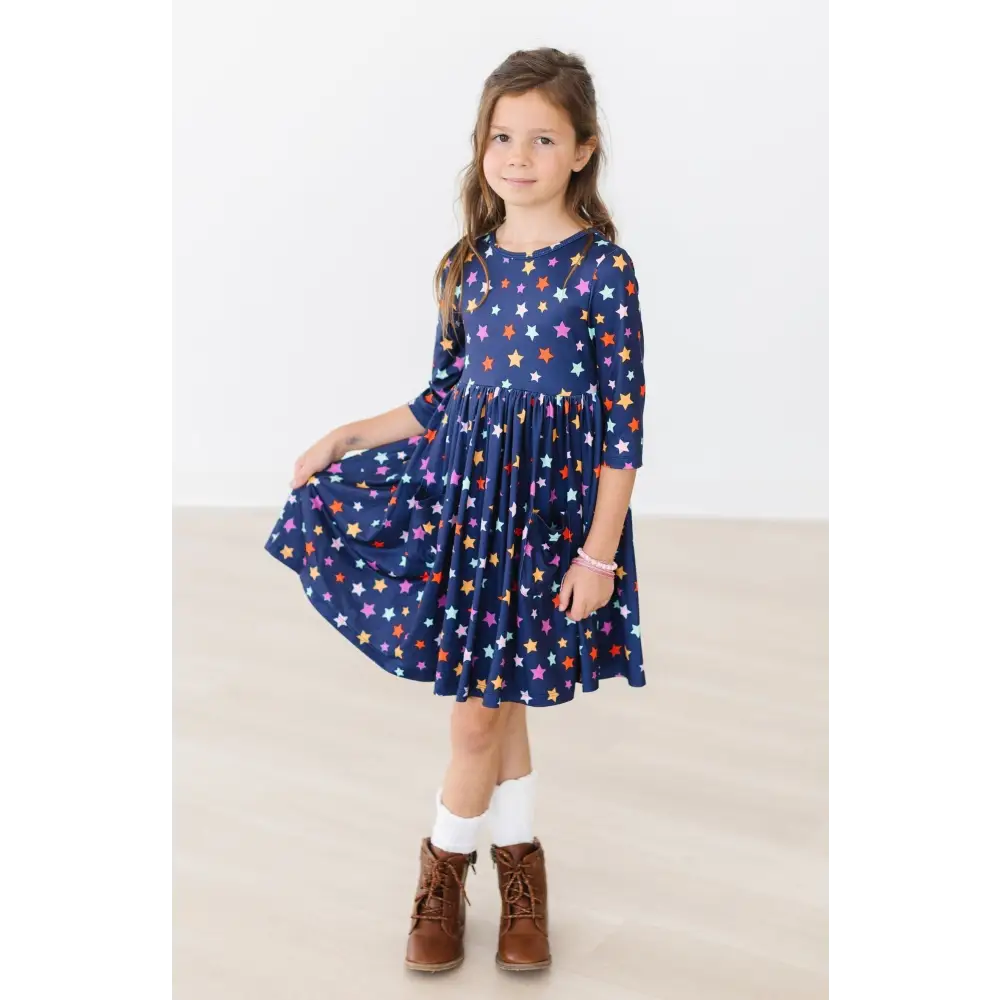 Halloween Stars 3/4 Sleeve Pocket Twirl Dress - Mila & Rose ®