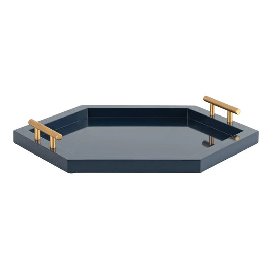 Halsey Hexagon Decorative Tray Organizer - Navy Blue / 18x18 - kateandlaurel