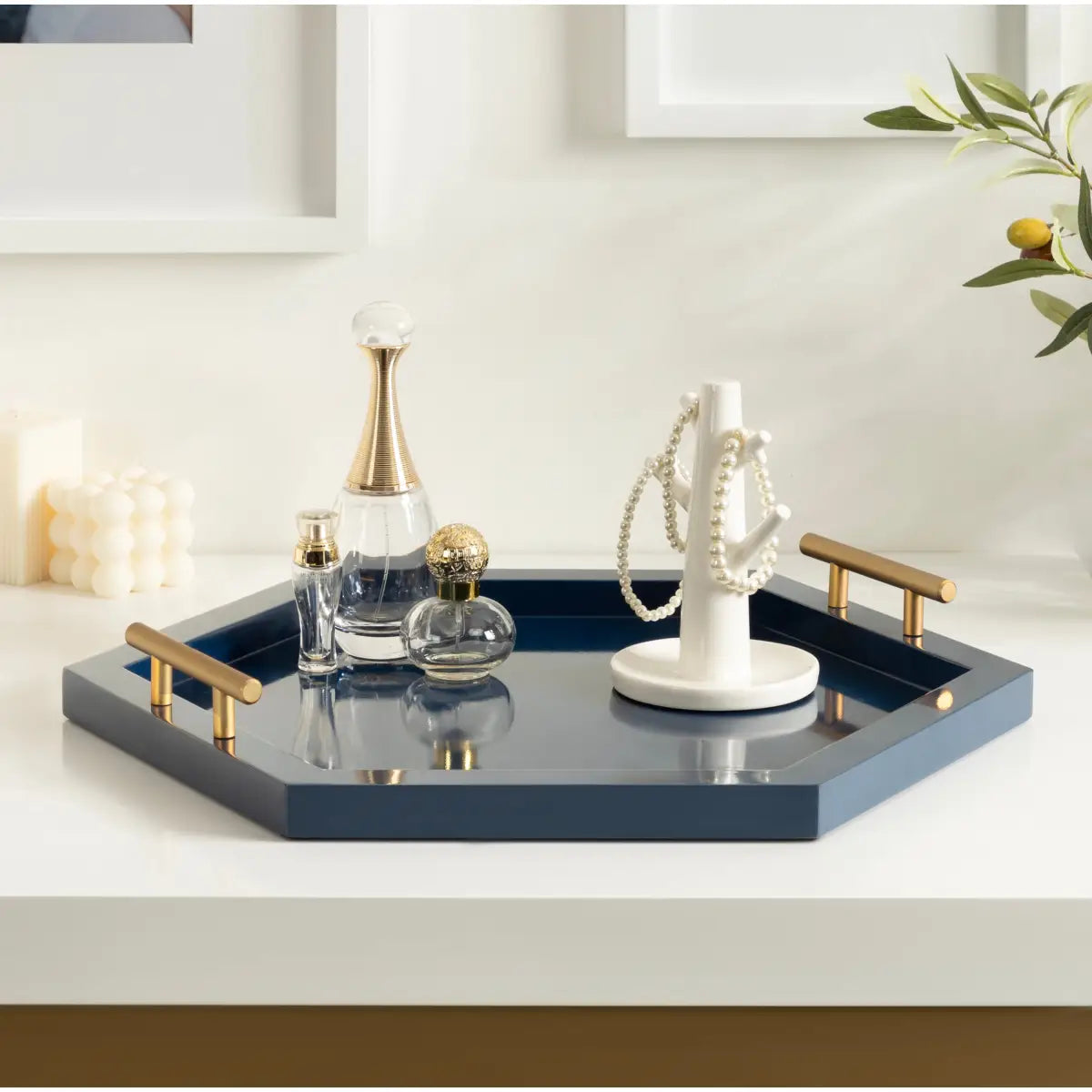 Halsey Hexagon Decorative Tray Organizer - kateandlaurel