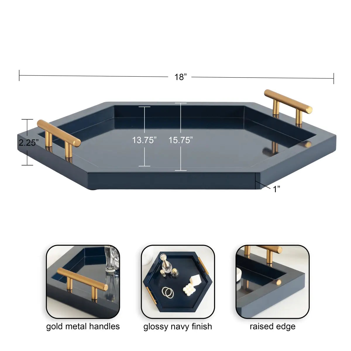 Halsey Hexagon Decorative Tray Organizer - kateandlaurel