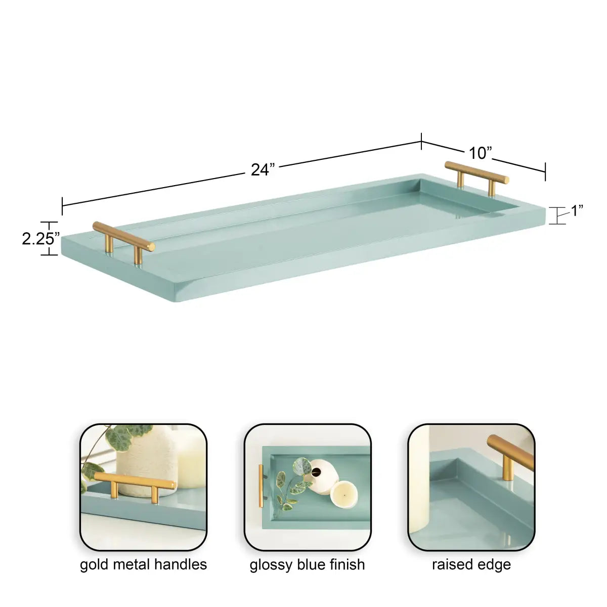 Halsey Rectangle Decorative Tray Organizer - kateandlaurel