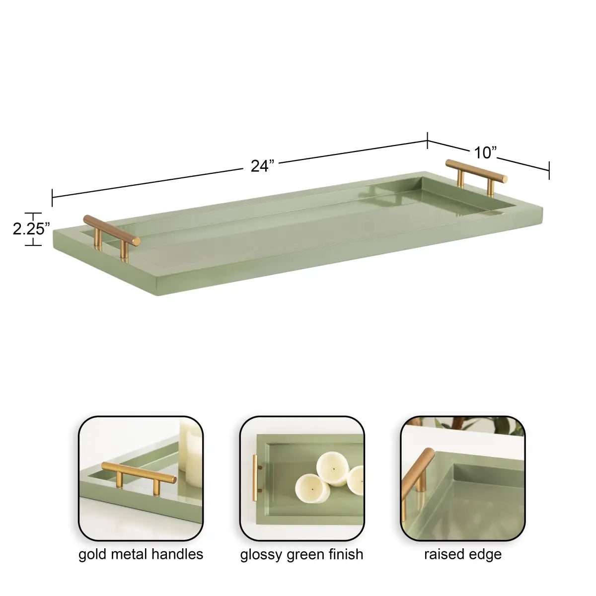 Halsey Rectangle Decorative Tray Organizer - kateandlaurel