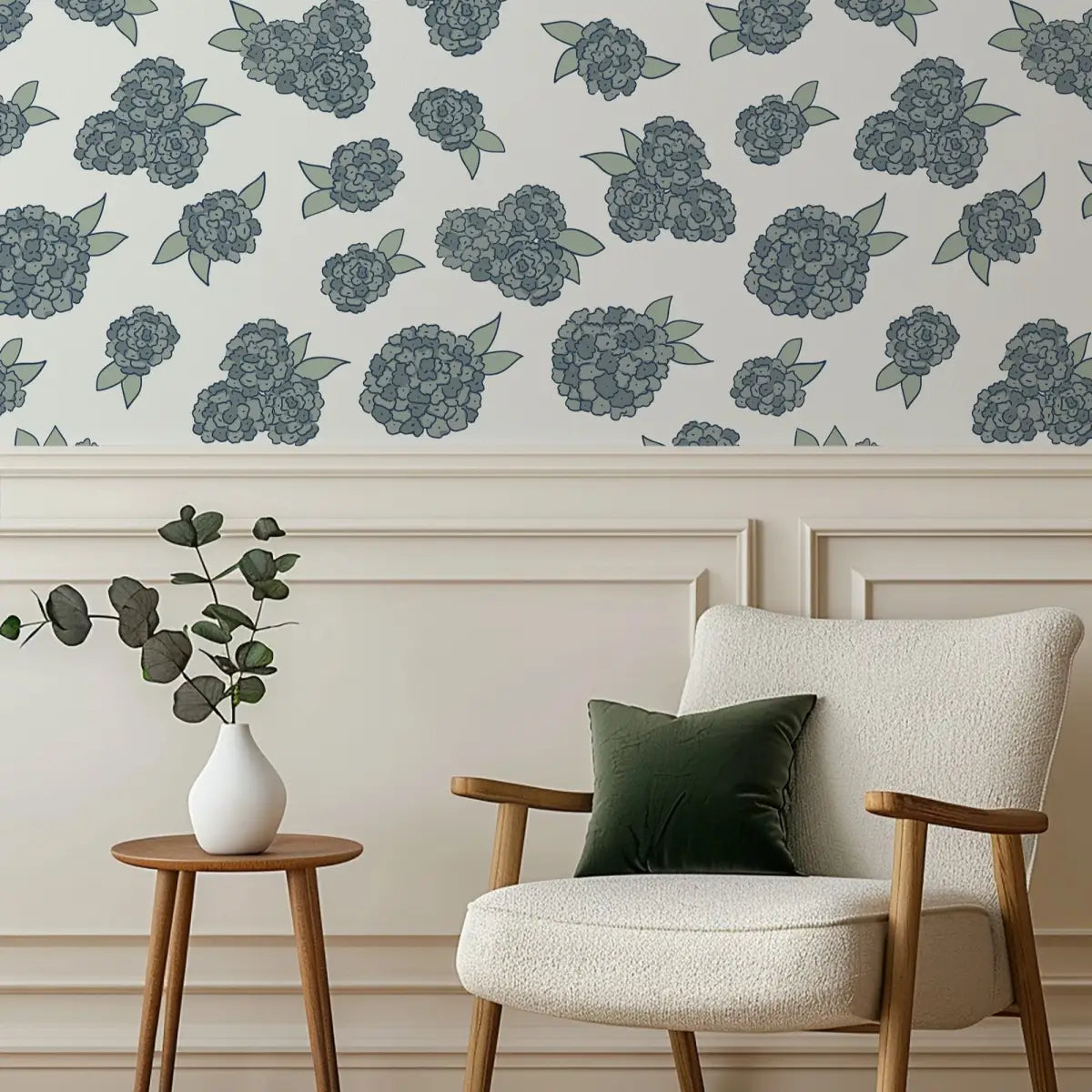 Halsey Wallpaper - Colorful Hydrangea - by Samantha Dara - Loomwell Home Goods