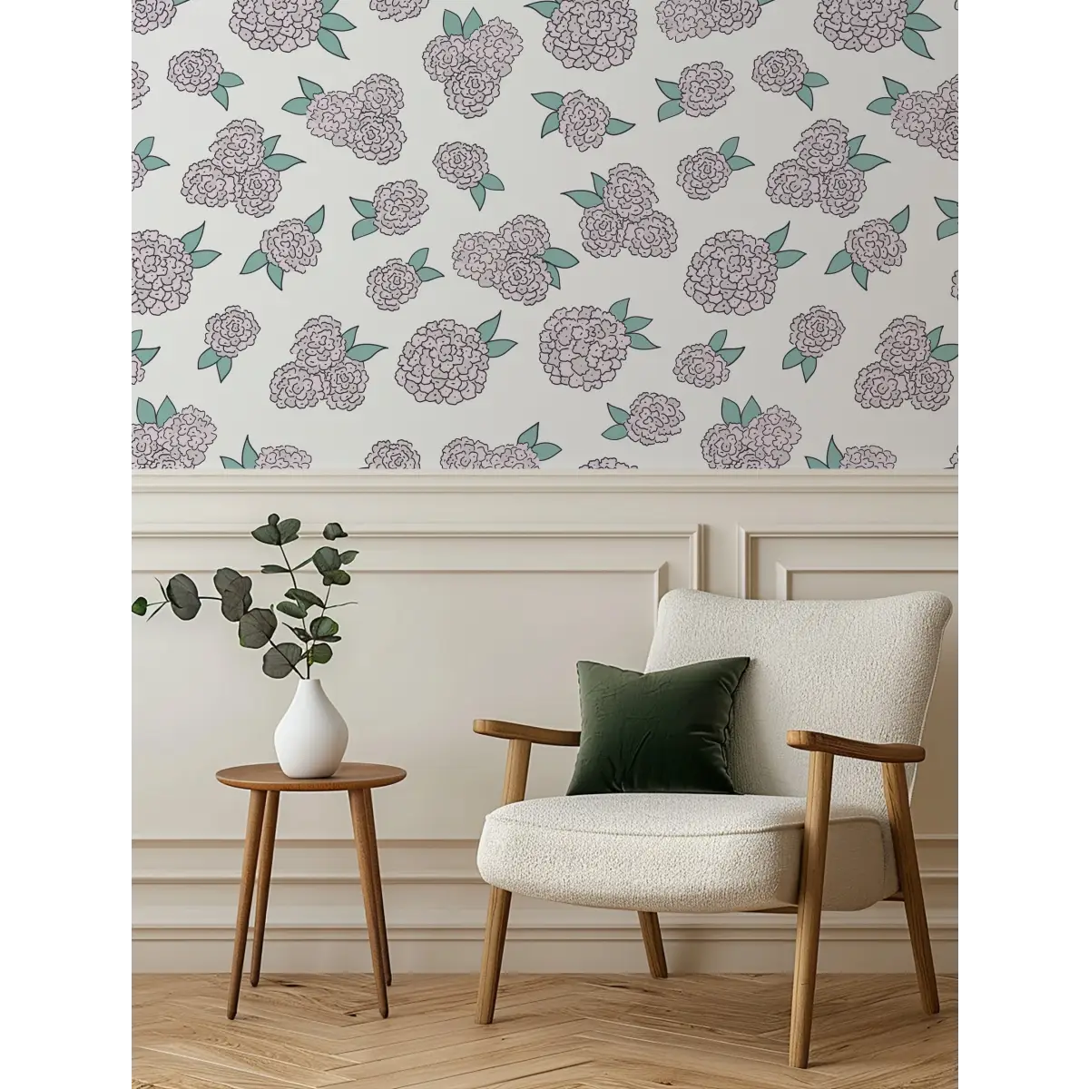 Halsey Wallpaper - Colorful Hydrangea - by Samantha Dara - Loomwell Home Goods