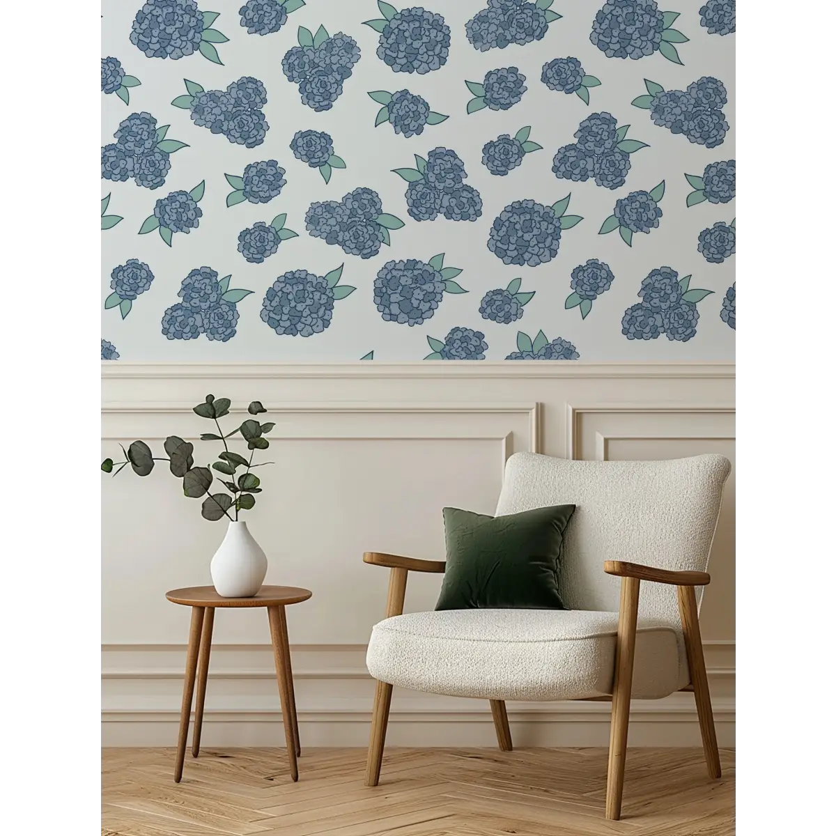 Halsey Wallpaper - Colorful Hydrangea - by Samantha Dara - Loomwell Home Goods