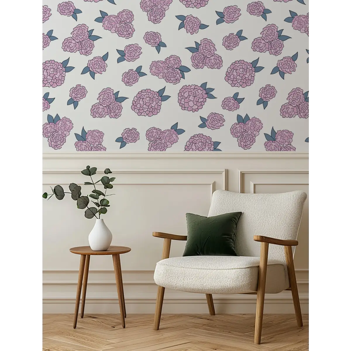 Halsey Wallpaper - Colorful Hydrangea - by Samantha Dara - Loomwell Home Goods