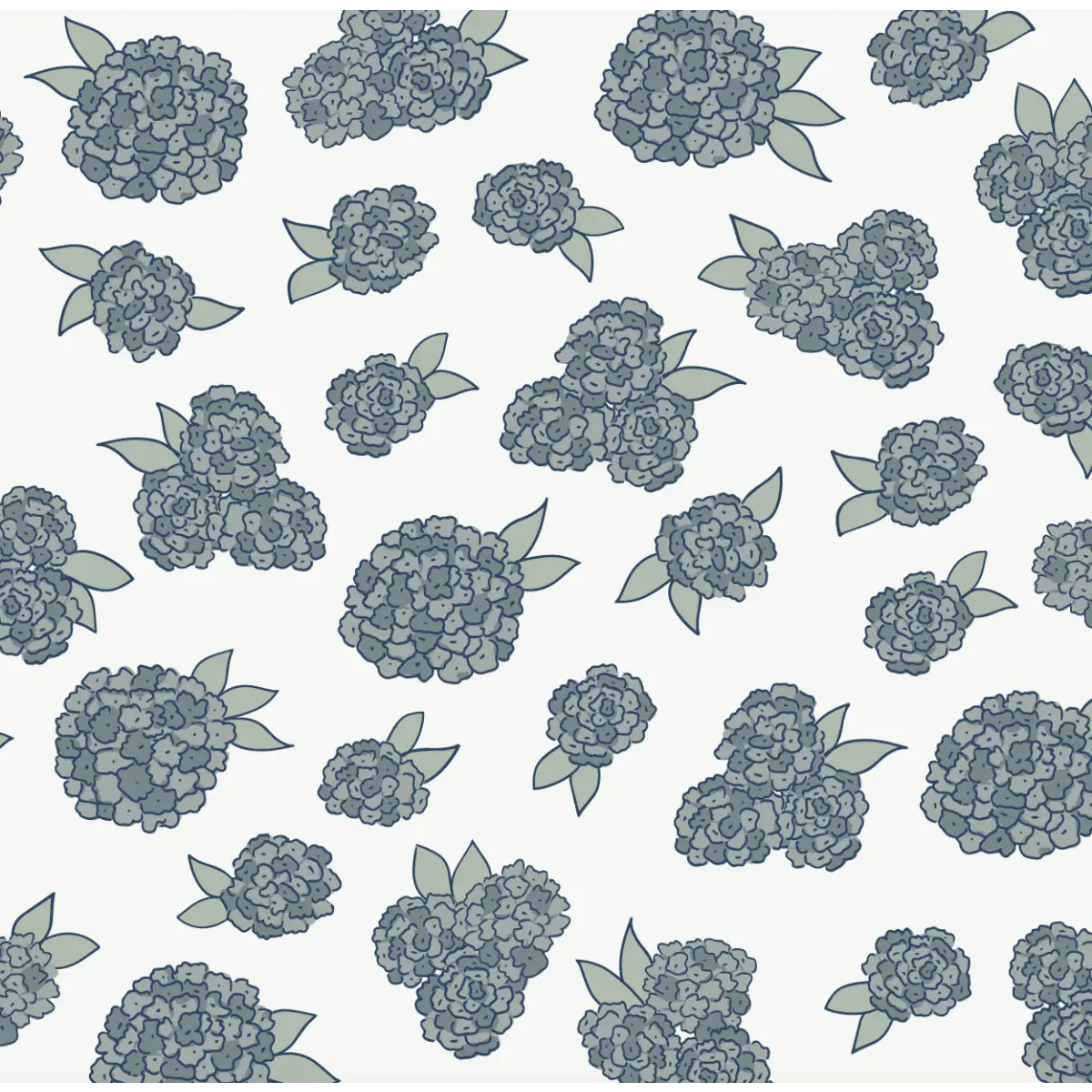 Halsey Wallpaper - Colorful Hydrangea - by Samantha Dara - Sample 1 foot by 1 foot / Blue - Loomwell Home Goods