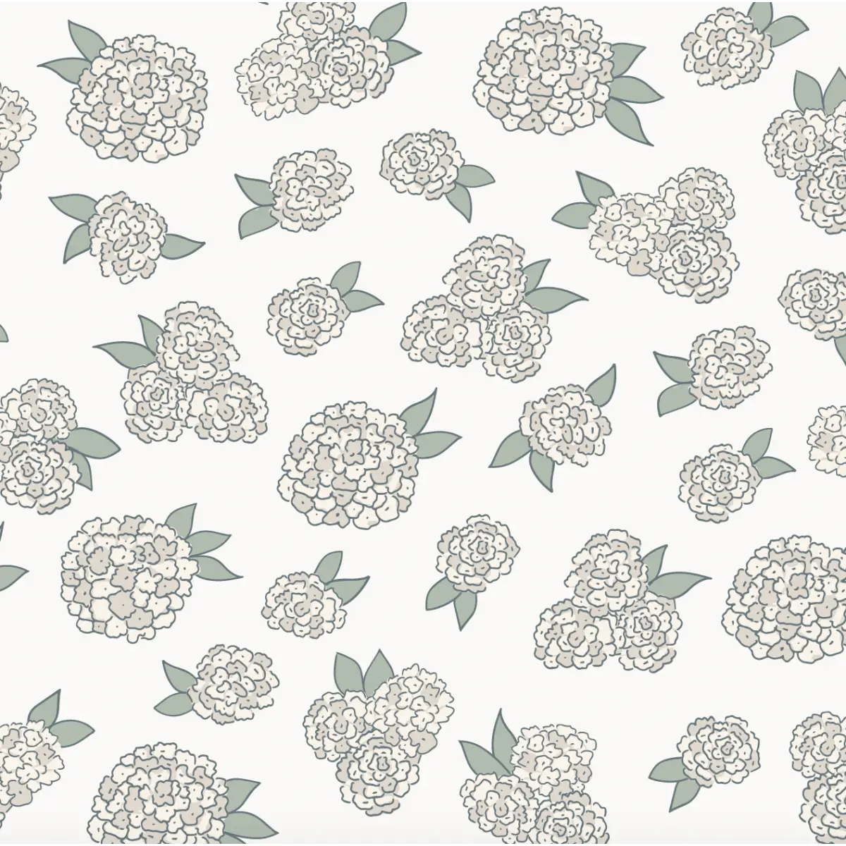 Halsey Wallpaper - Colorful Hydrangea - by Samantha Dara - Sample 1 foot by 1 foot / Cream - Loomwell Home Goods