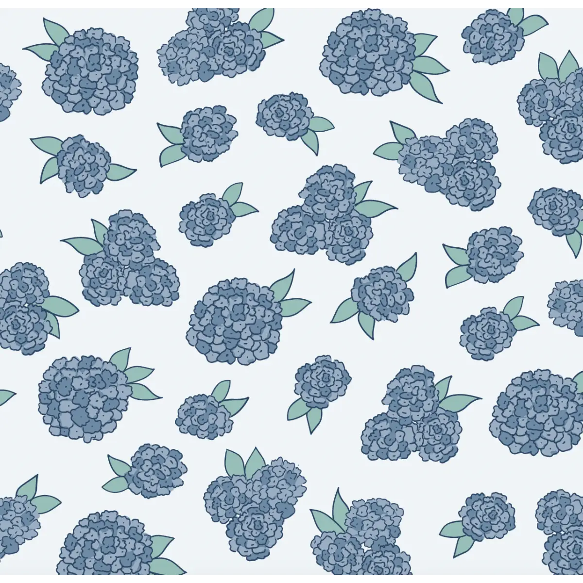 Halsey Wallpaper - Colorful Hydrangea - by Samantha Dara - Sample 1 foot by 1 foot / Light Blue - Loomwell Home Goods