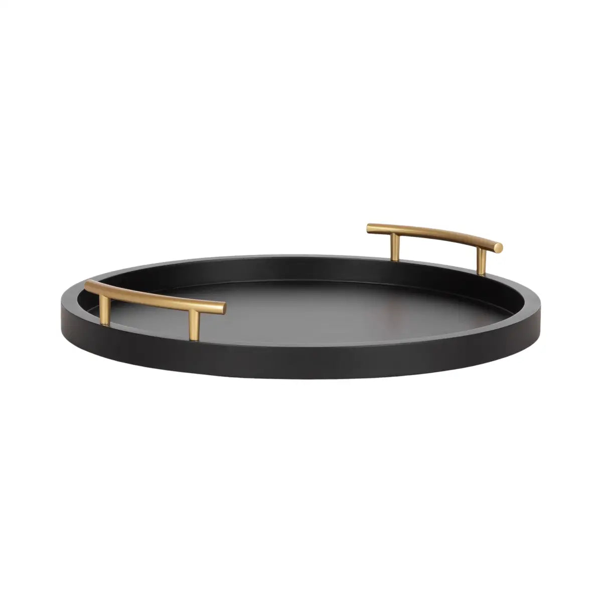 Wood Round Decorative Tray - Black/Gold - kateandlaurel