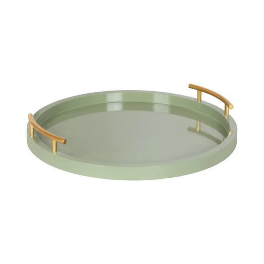 Wood Round Decorative Tray - Green or Black - Green - kateandlaurel