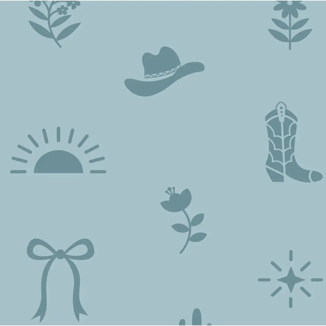 Halston Wallpaper - Cowgirl Western Things - by Danielle Chandler Design - Sample 1 foot by 1 foot / Blue - Loomwell