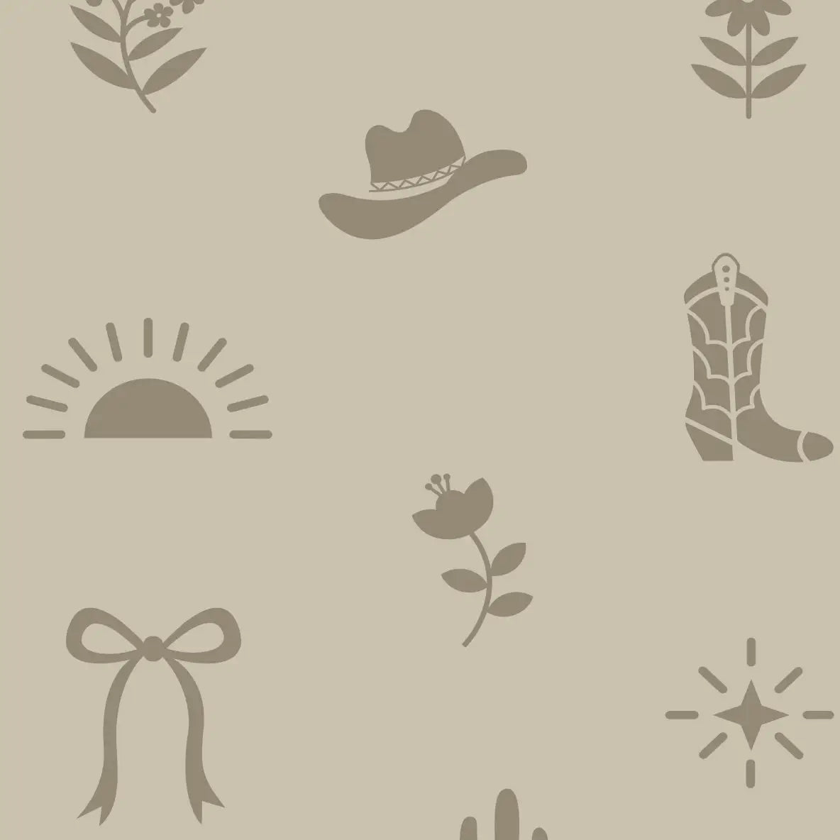 Halston Wallpaper - Cowgirl Western Things - by Danielle Chandler Design - Sample 1 foot by 1 foot / Neutral - Loomwell
