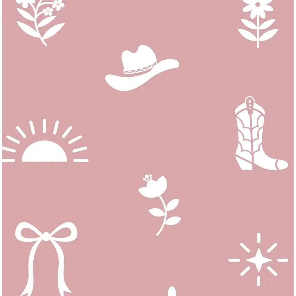 Halston Wallpaper - Cowgirl Western Things - by Danielle Chandler Design - Sample 1 foot by 1 foot / Pink - Loomwell