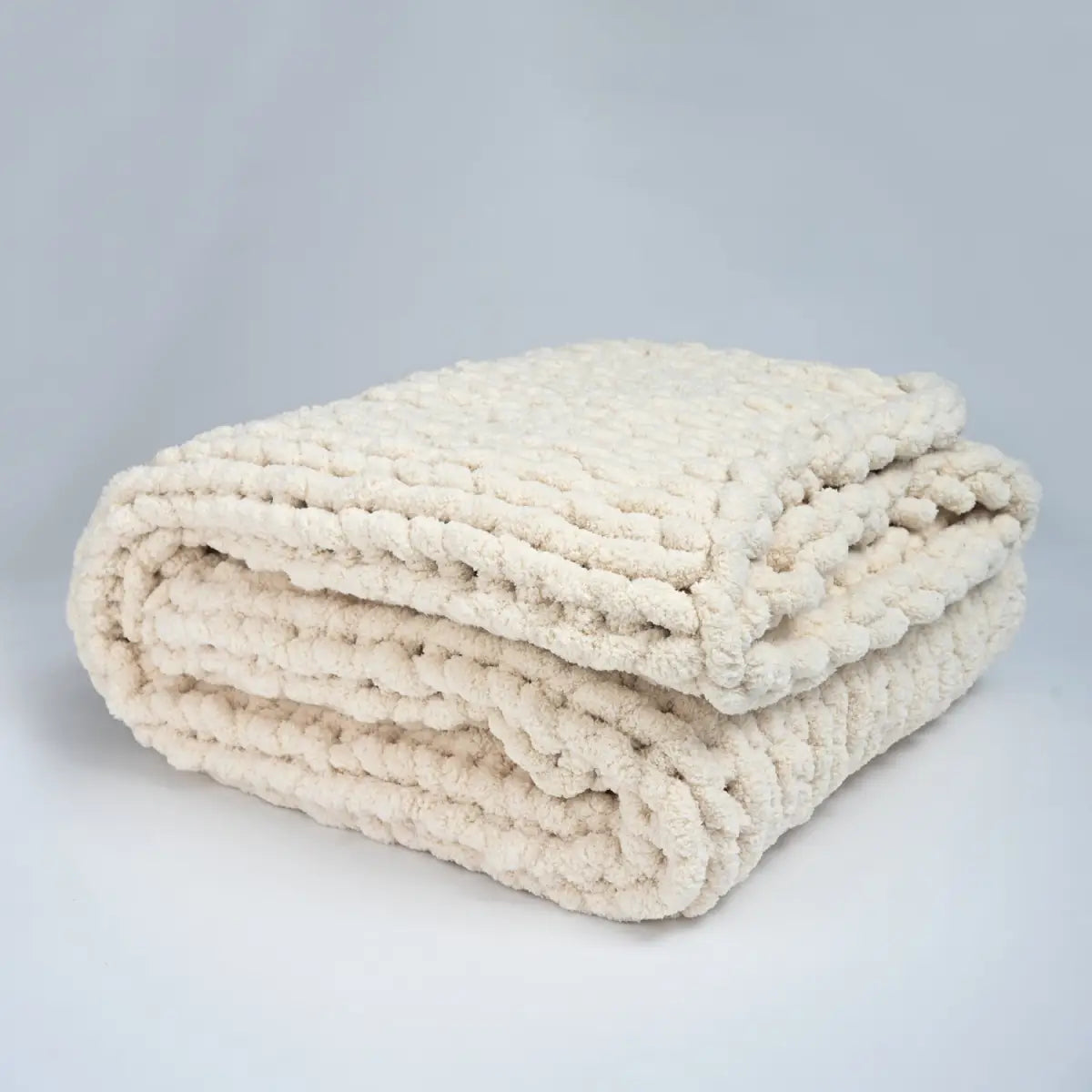Hand Knit Chenille Blanket in Creamy Beige - Woven Together - Starfish Project