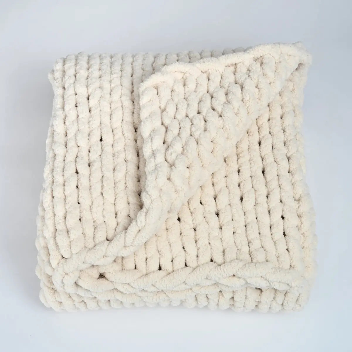 Hand Knit Chenille Blanket in Creamy Beige - Woven Together - Starfish Project