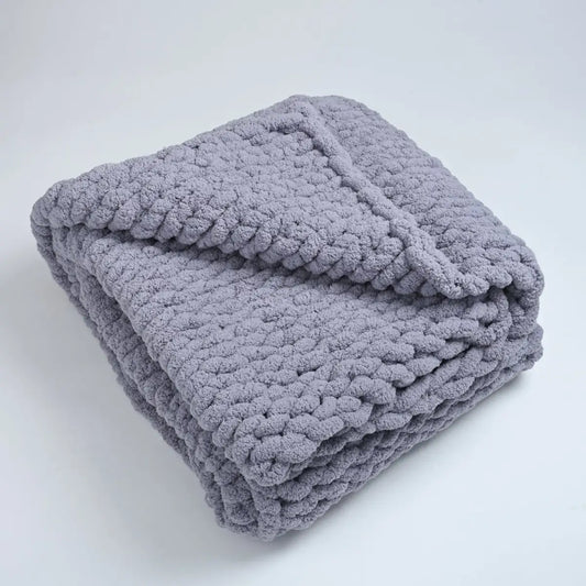Hand Knit Chenille Blanket - Slate Gray - Woven Together - Starfish Project