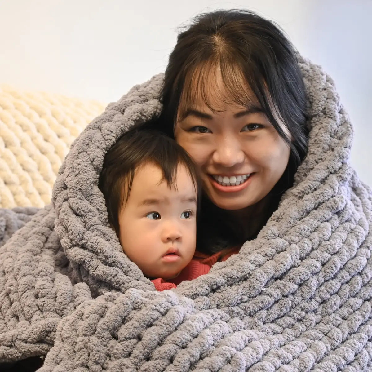 Hand Knit Chenille Blanket - Slate Gray - Woven Together - Starfish Project