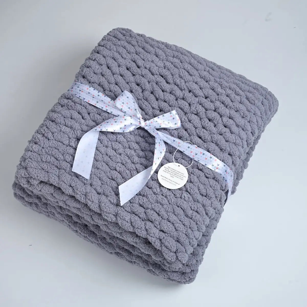Hand Knit Chenille Blanket - Slate Gray - Woven Together - Starfish Project