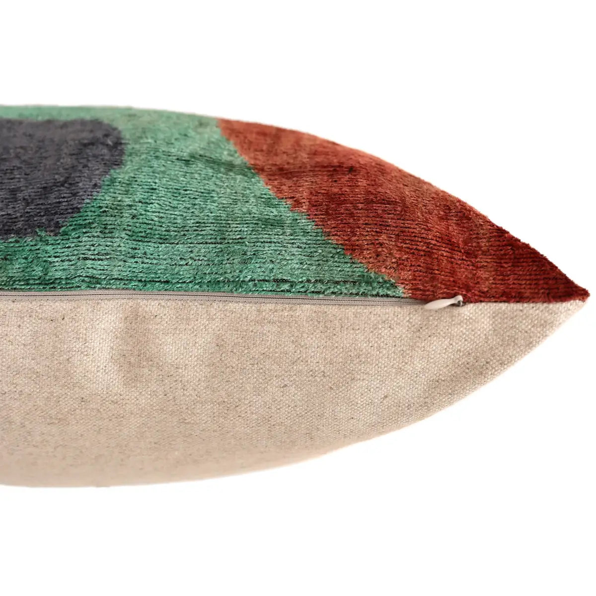 Hand-Knotted Abstract Arch Silk Velvet Pillow - 20x20 Rust & Mint - Canvello