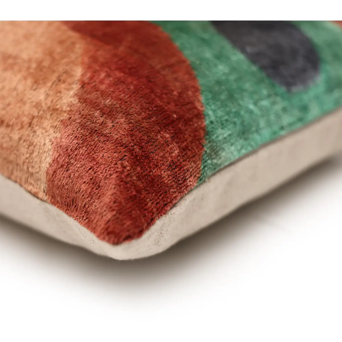 Hand-Knotted Abstract Arch Silk Velvet Pillow - 20x20 Rust & Mint - Canvello