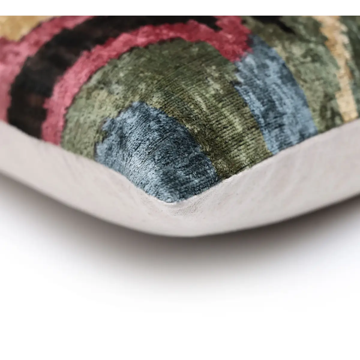 Hand-Knotted Abstract Wave Silk Velvet Lumbar - 16x24 Sage & Mauve - Canvello