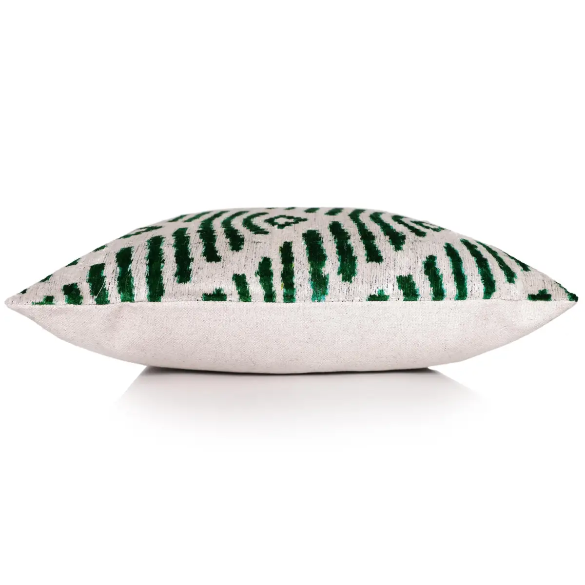 Hand-Knotted Emerald Green Geometric Silk Velvet Pillow - 20x20 Ikat - Canvello
