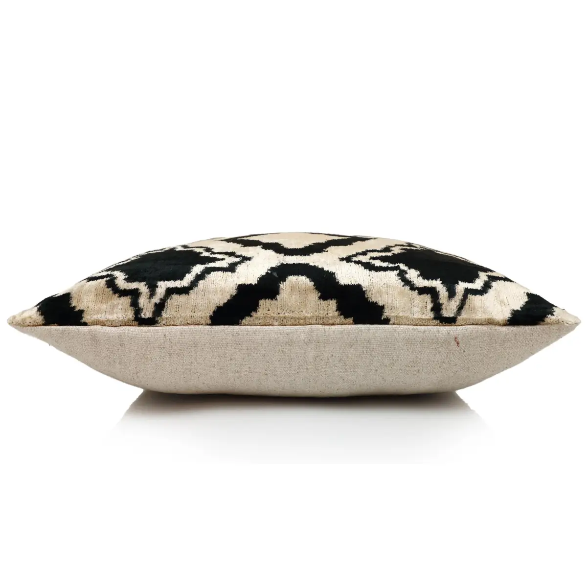Hand-Knotted Geometric Lattice Silk Velvet Pillow - 20x20 Black & Cream - Canvello