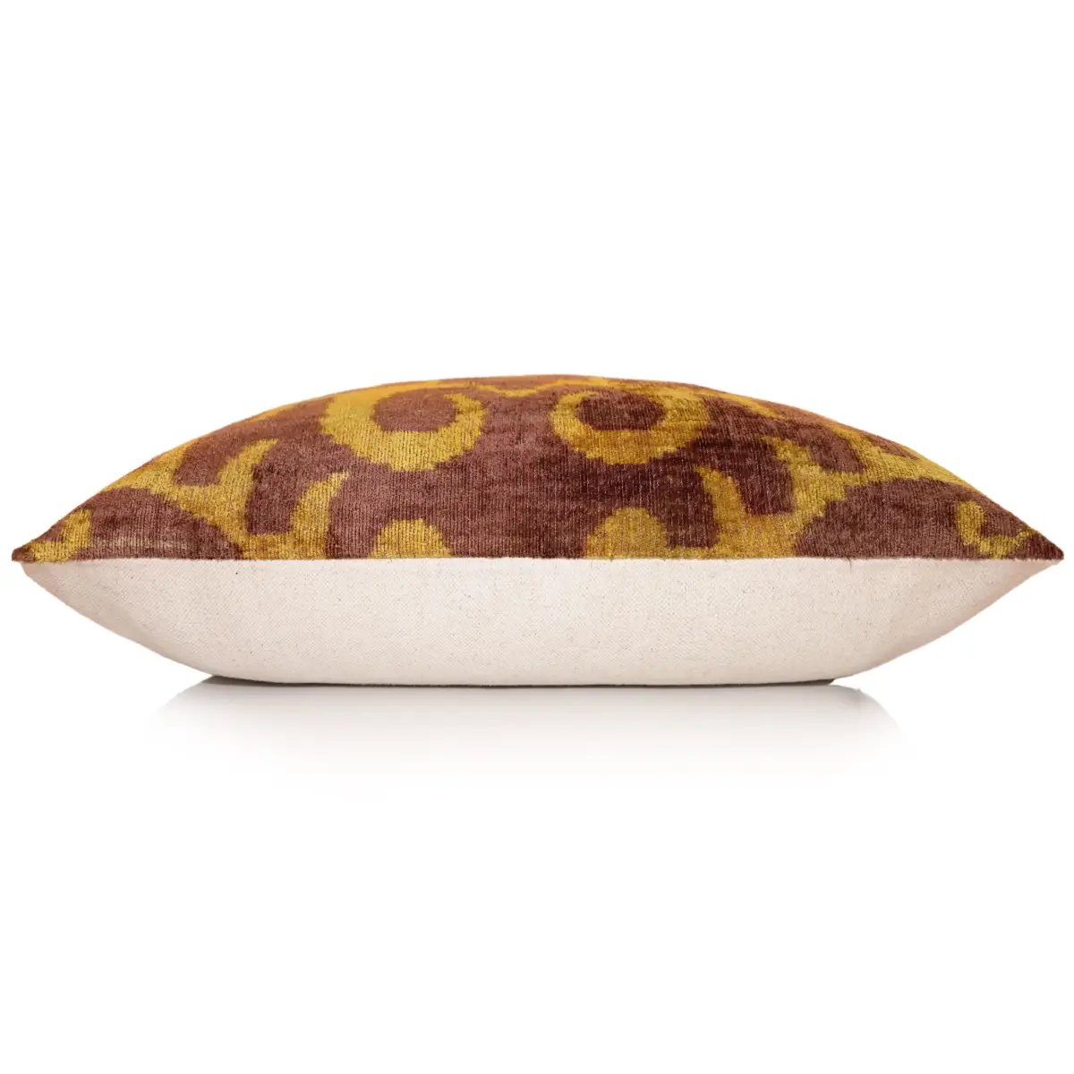 Hand-Knotted Ochre & Mahogany Ikat Lumbar Pillow - 16x24 Organic Dyed - Canvello