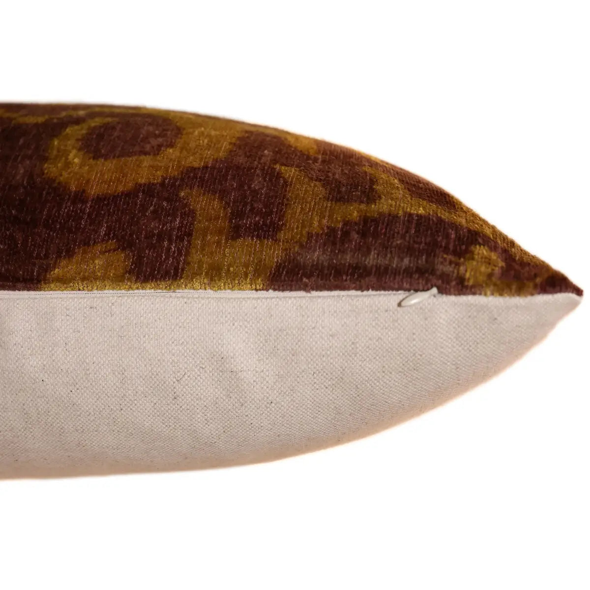 Hand-Knotted Ochre & Mahogany Ikat Lumbar Pillow - 16x24 Organic Dyed - Canvello