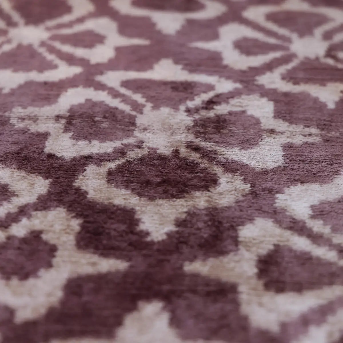 Hand-Knotted Plum Ikat Silk Velvet Pillow - 16x16 Organic Vegetable Dyed - Canvello