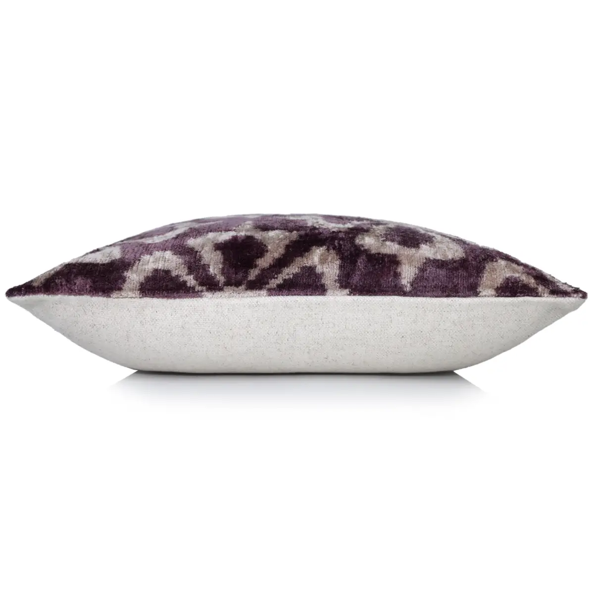 Hand-Knotted Plum Ikat Silk Velvet Pillow - 16x16 Organic Vegetable Dyed - Canvello