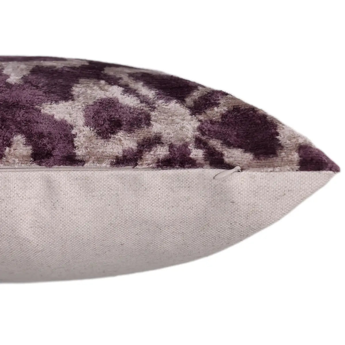 Hand-Knotted Plum Ikat Silk Velvet Pillow - 16x16 Organic Vegetable Dyed - Canvello