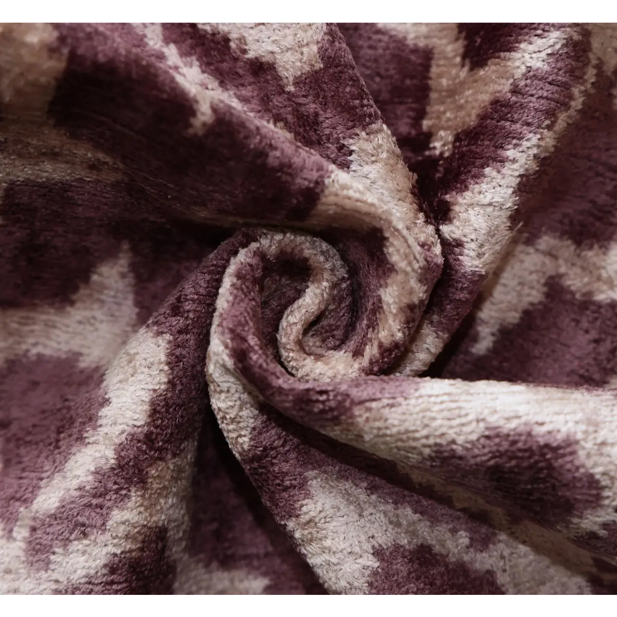 Hand-Knotted Plum Ikat Silk Velvet Pillow - 16x16 Organic Vegetable Dyed - Canvello