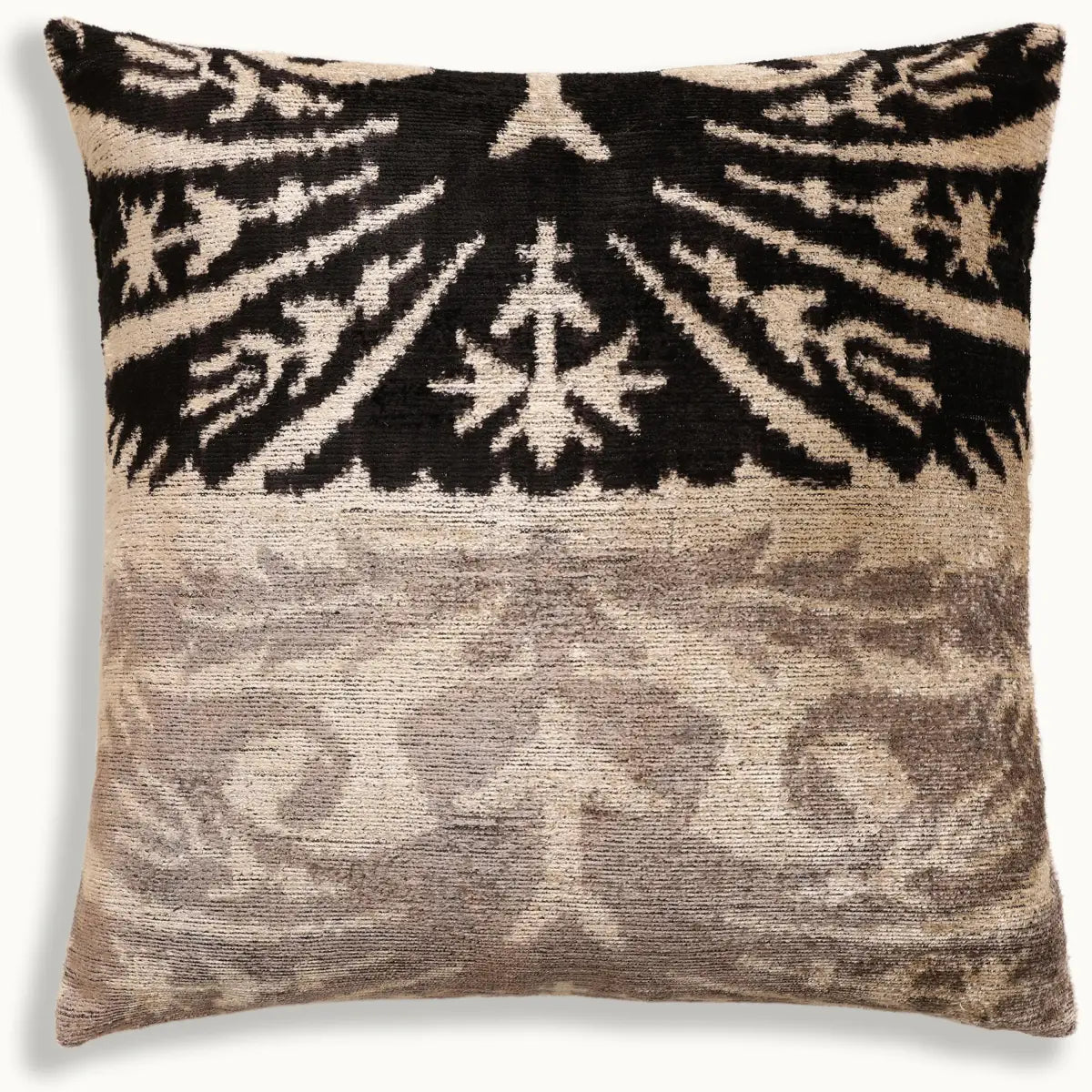 Hand-Knotted Split-Tone Silk Velvet Pillow - 20x20 Black & Silver - Canvello
