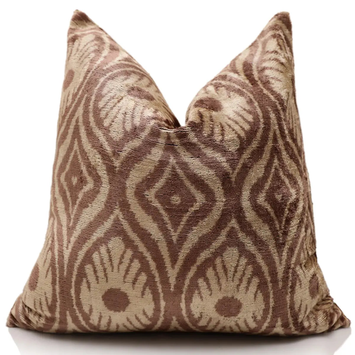 Hand-Knotted Terracotta Rose Silk Velvet Pillow - 20x20 Ikat - Canvello