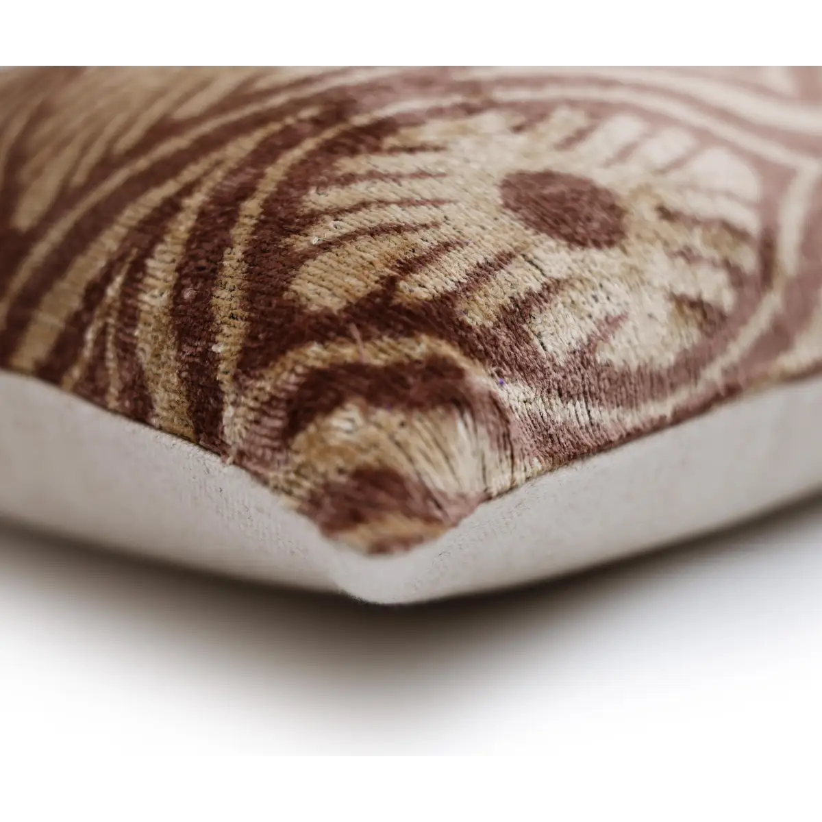 Hand-Knotted Terracotta Rose Silk Velvet Pillow - 20x20 Ikat - Canvello