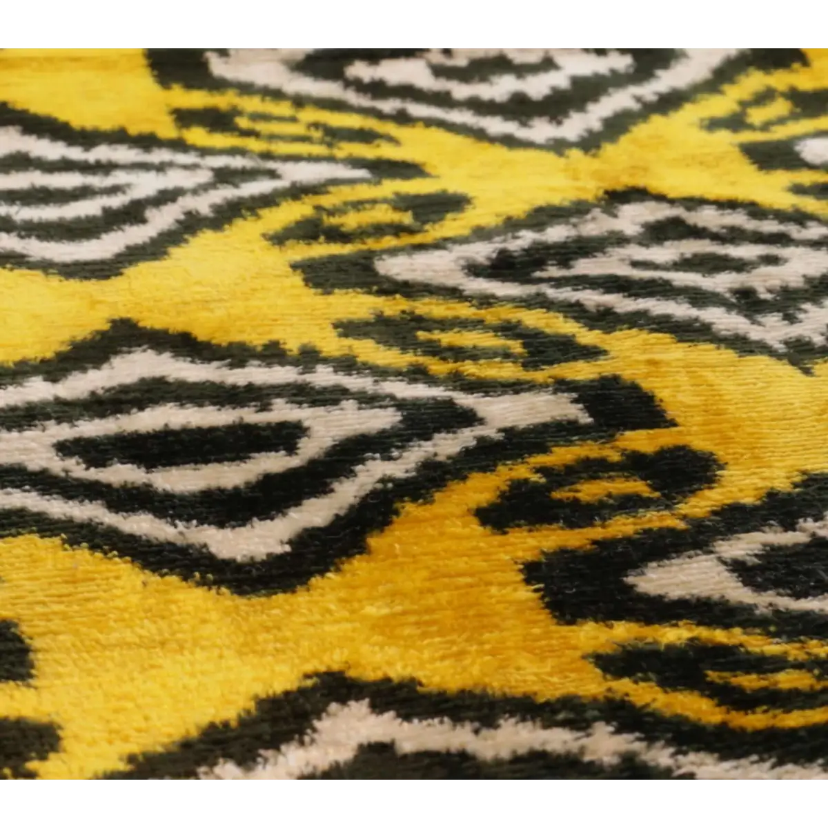 Handmade 16x16 Silk Velvet Throw Pillow in Gold with Black and White Geometric Design – Down Feather Insert - Canvello