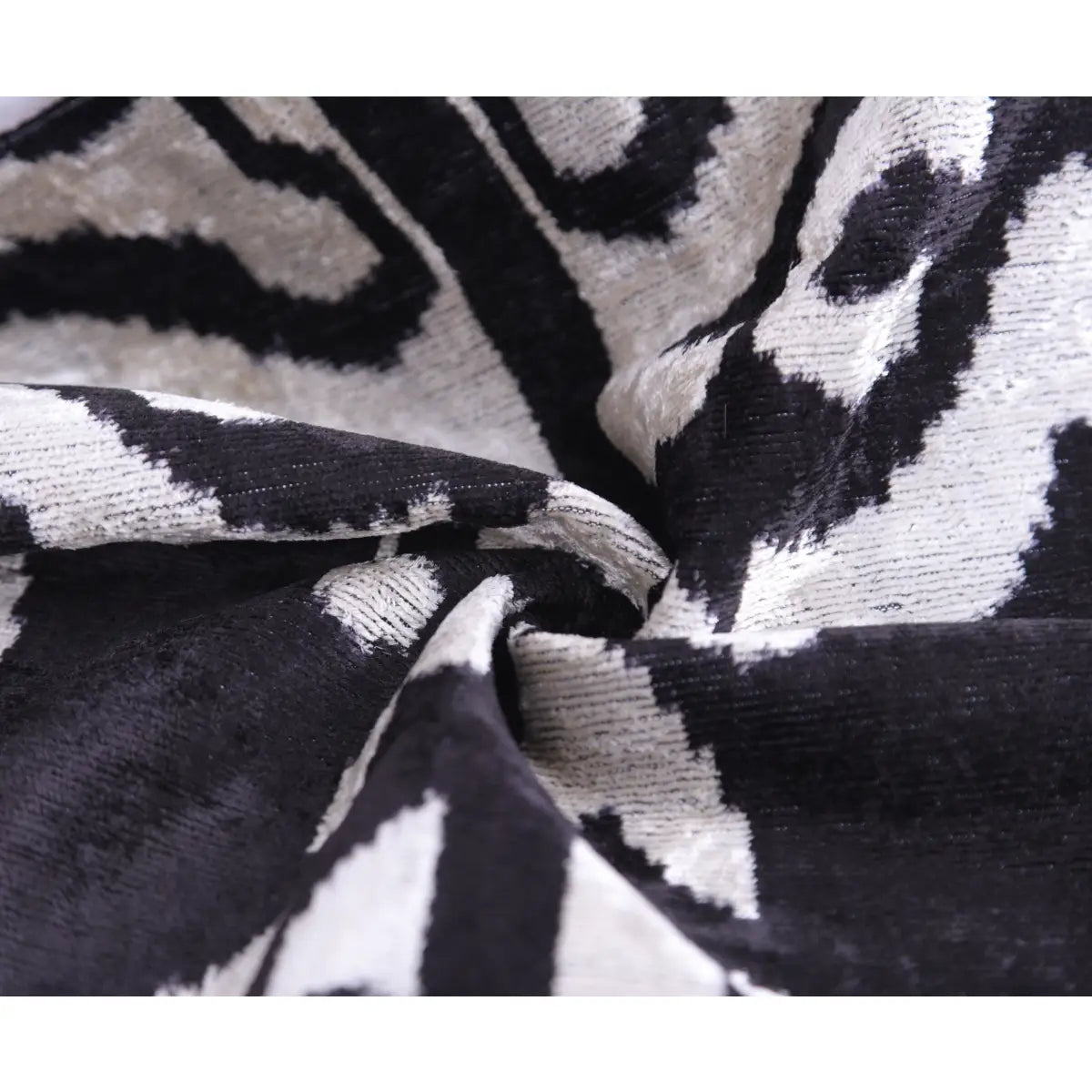 Luxury Velvet Pillow – Black & White Ikat Medallion Square 16x16 - Canvello