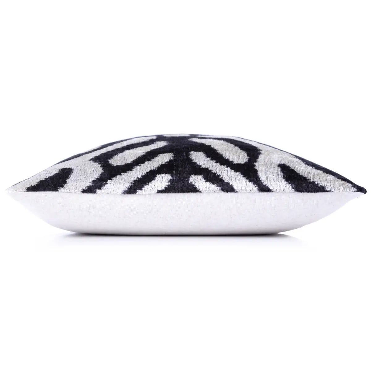 Luxury Velvet Pillow – Black & White Ikat Medallion Square 16x16 - Canvello