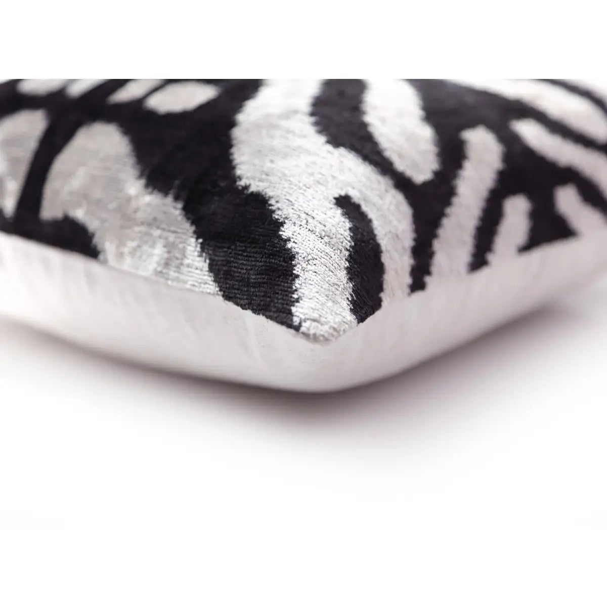 Luxury Velvet Pillow – Modern Black & White Square 16x16 - Canvello