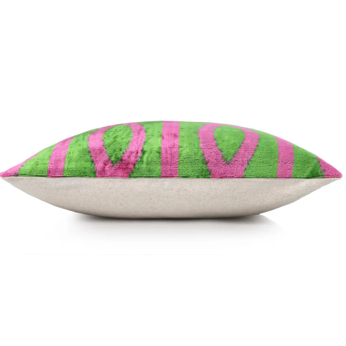 Luxury Velvet Pillow – Pink & Green Geometric Handmade Square 16x16 - Canvello