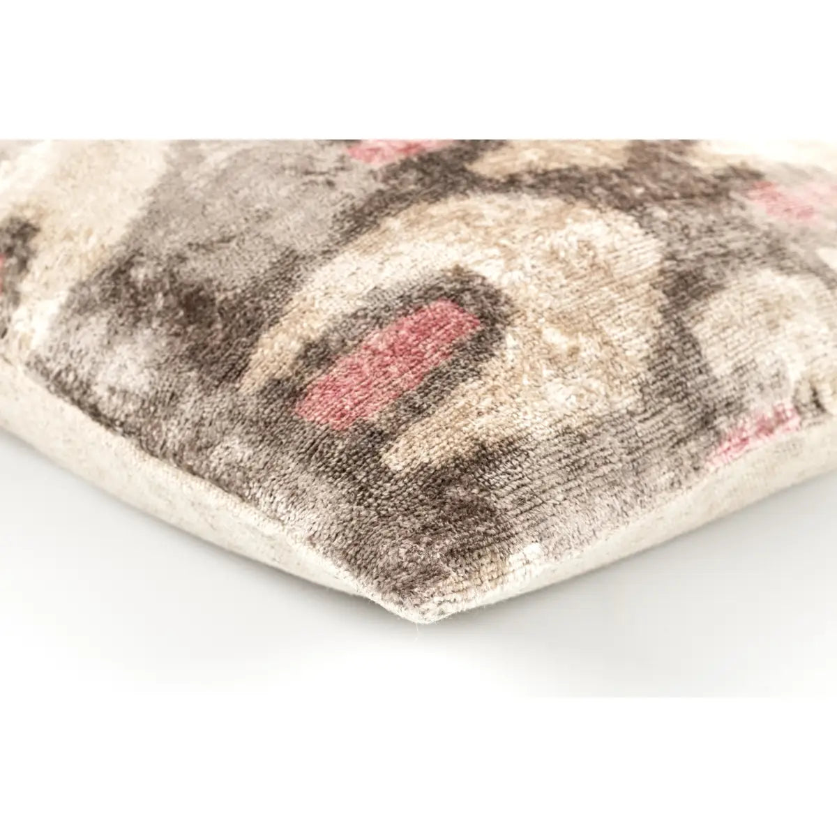 Luxury Silk Velvet Pillow – Beige Pink Gray Tones Ikat Square 16x16’’ - Canvello