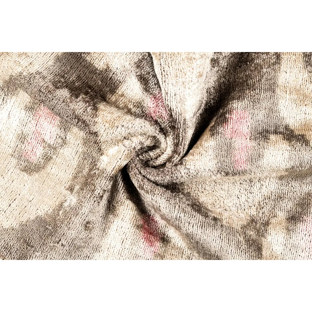 Luxury Silk Velvet Pillow – Beige Pink Gray Tones Ikat Square 16x16’’ - Canvello