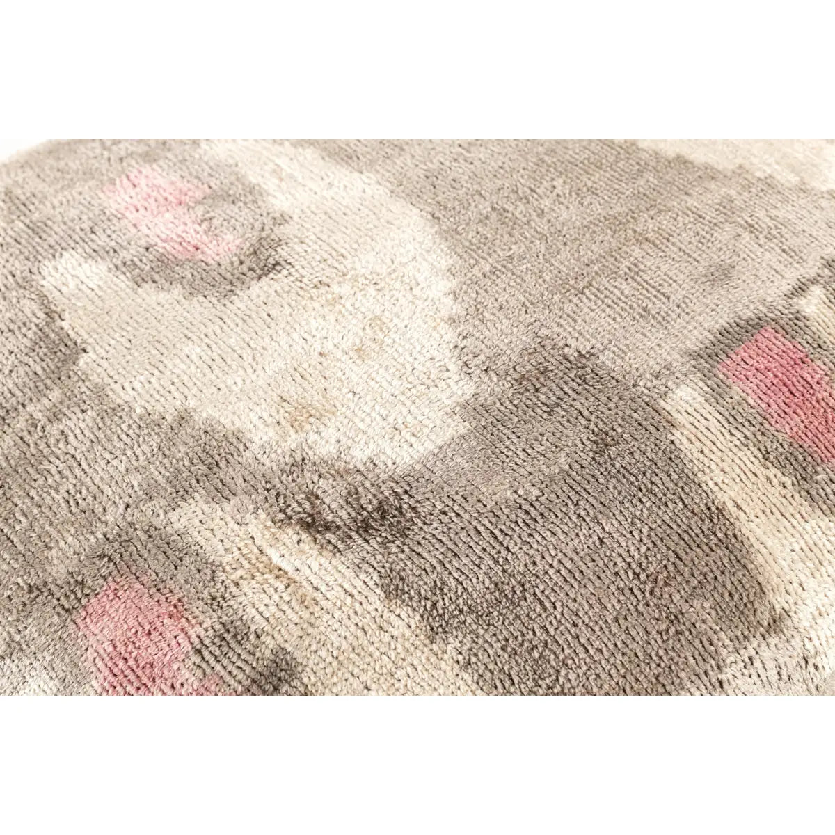 Luxury Silk Velvet Pillow – Beige Pink Gray Tones Ikat Square 16x16’’ - Canvello