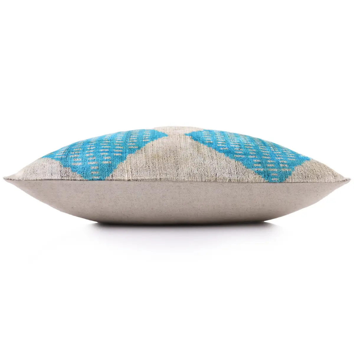 Handmade 16x24 Turquoise Silk Velvet Throw Pillow – Luxury Geometric Lumbar Cushion - Canvello