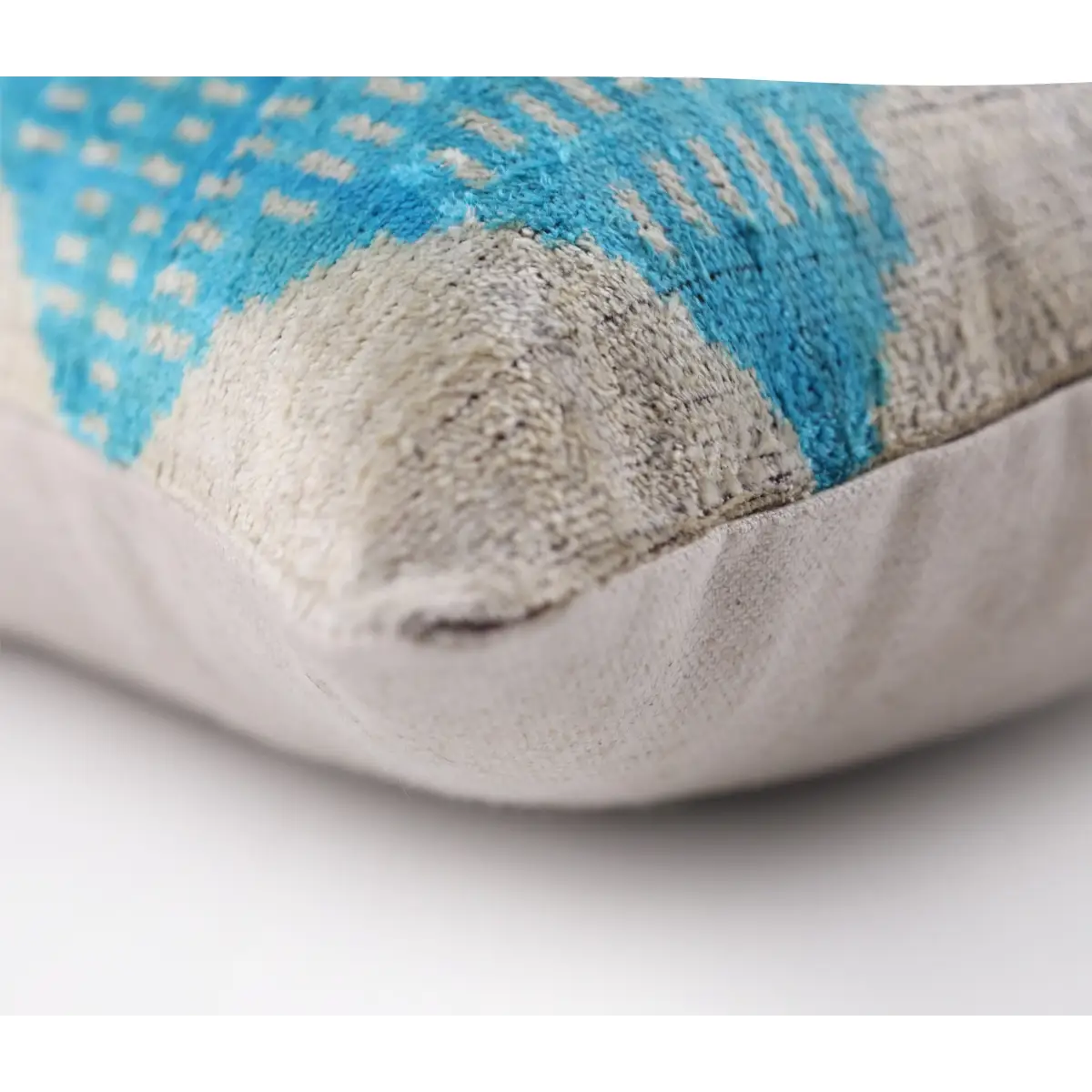 Handmade 16x24 Turquoise Silk Velvet Throw Pillow – Luxury Geometric Lumbar Cushion - Canvello