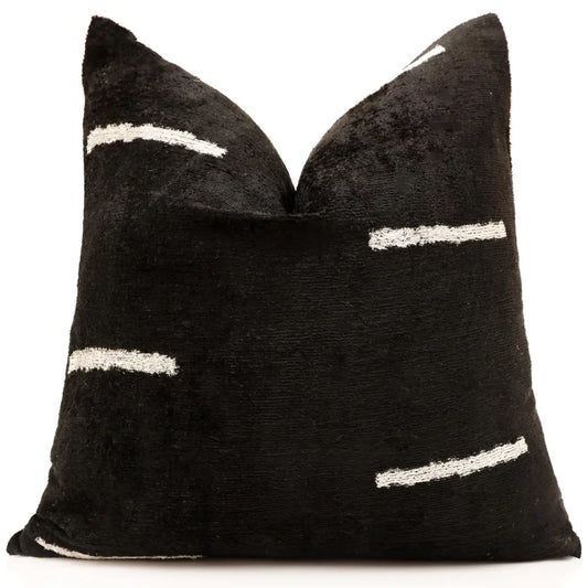 Handmade Black Silk Velvet Pillow 20x20 – Minimalist Modern Designer Cushion - Canvello