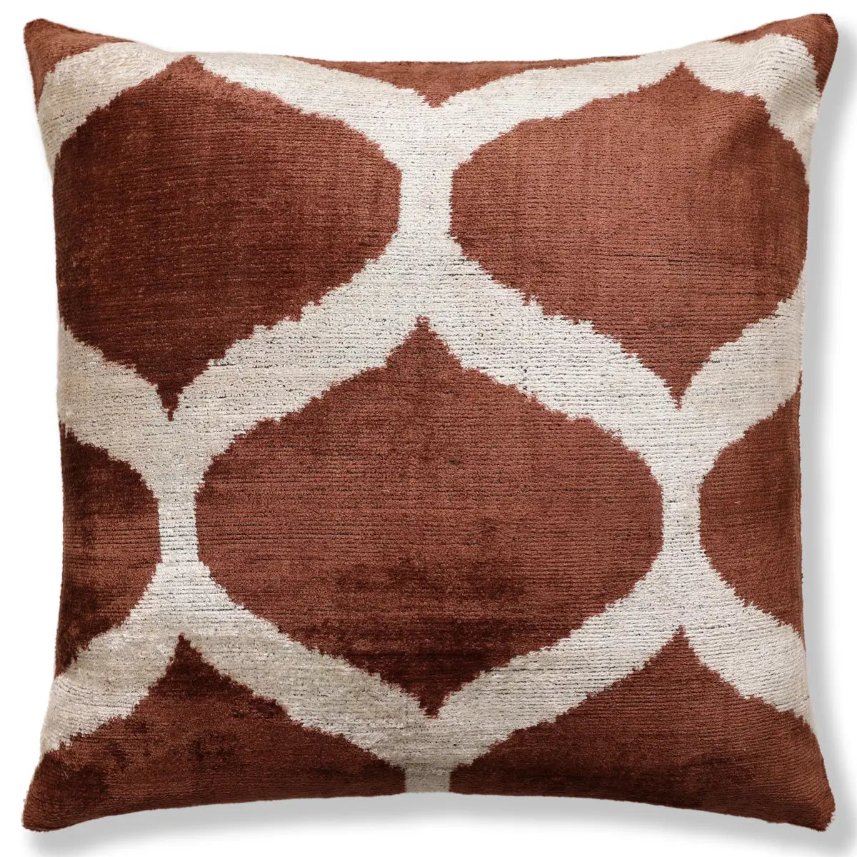 Handmade Brown Silk Velvet Pillow 20x20 – Geometric Modern Designer Cushion - Canvello