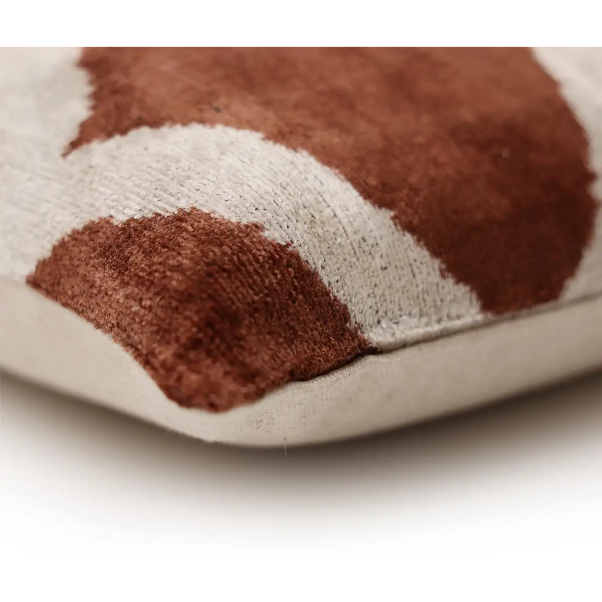 Handmade Brown Silk Velvet Pillow 20x20 – Geometric Modern Designer Cushion - Canvello